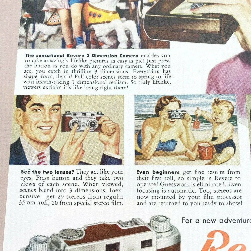 VTG 1953 Revere 33 Stereo Camera‎ Vintage Print Ad